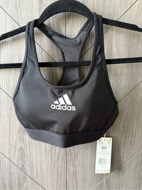 adidas Black Sports Training Bra with White Logo